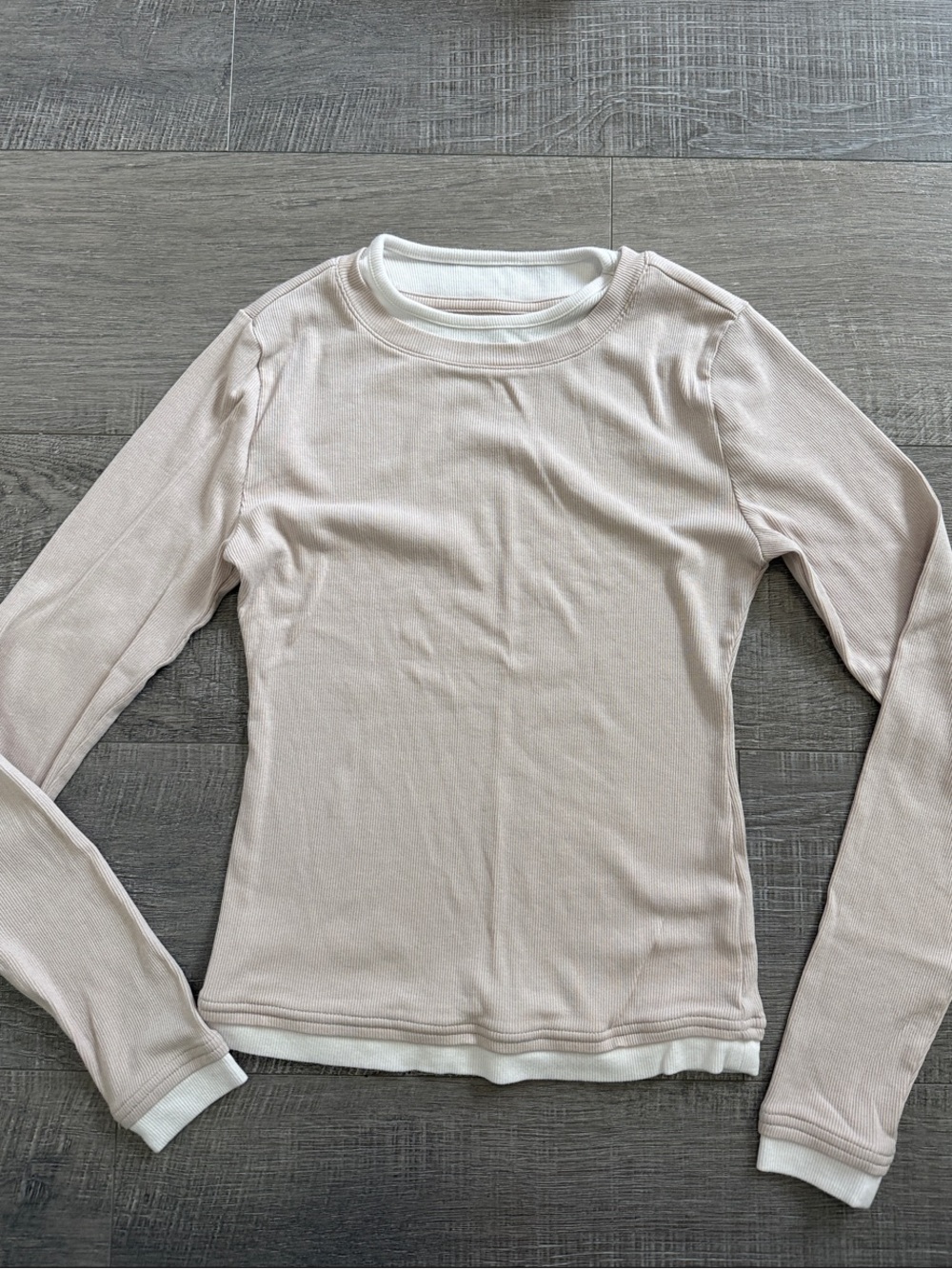 Women’s Long Sleeve Thermal Tee in Light Beige